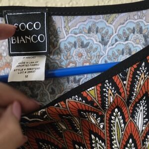 Coco Bianco Bell Sleeves Red and Black Geometric Top